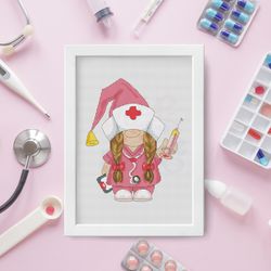 nurse female, cross stitch pattern, medical cross stitch, healthcare cross stitch, counted cross stitch