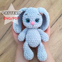 easy crochet pattern softy bunny, from plush yarn, plush toy pattern, stuffed toy, cute bunny pattern, diy bunny toy