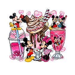 mickey and minnie latte drink png, happy valentines day png, valentine coffee png, disney valentines png