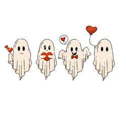 valentines day ghost png, hearts png, boo valentine png