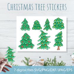 christmas tree stickers set svg/png