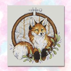 winter fox cross stitch pattern