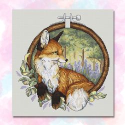 summer fox cross stitch pattern