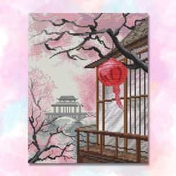 sakura cross stitch pattern