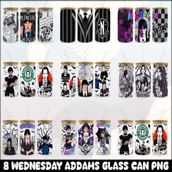 wednesday glass wrap png, 16oz libbey can glass, full can wrap,addams sublimation tumbler