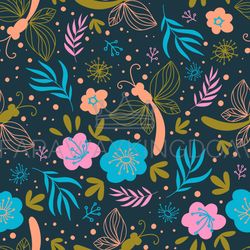 blossom fabric nature flower print seamless pattern vector