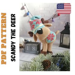 christmas deer pdf pattern, scandy the deer crochet tutorial