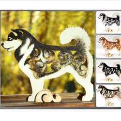 figurine alaskan malamute statuette made of wood (mdf)