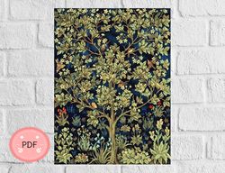 cross stitch pattern, tree of life , pdf instant download , william morris , x stitch chart , famous paintings