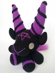 black baphomet, black phillip, krampus, goth plush, black goat, weird stuffed animal, witchy decor, priden plush, horror