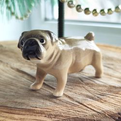 figurine fawn pug ceramics, statuette souvenir russianartdogs