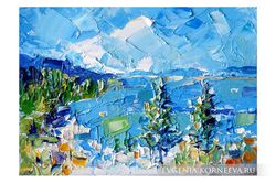 california original art hiking impasto oil-painting landscape 6 by 8 wall art by uvircolor