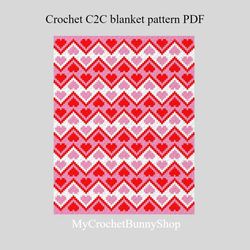 crochet corner to corner hearts blanket pattern pdf