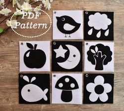 felt cards black and white for newborn pdf pattern, monochrome felt cards