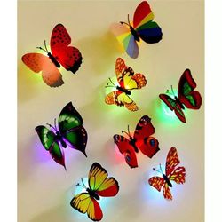 10 pcs led butterfly night light color changing light lamp beautiful home decorative wall nightlights glow in the dark l