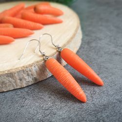 carrot earrings are cottagecore weird, funny, funky, quirky, vegan earrings