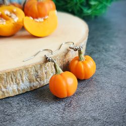 Pumpkin earrings are cottagecore weird, funny, funky, quirky, vegan earrings