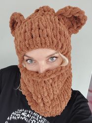 bear balaclava with ears crochet balaclava bear ear hat