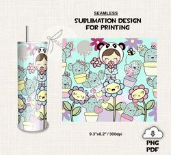 kawaii cacti tumbler wrap /  kawaii  tumbler sublimation png  - 60