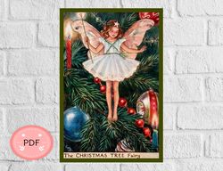 cross stitch pattern,the christmas tree fairy ,pdf , instant download,flower fairy cicely mary barker,christmas