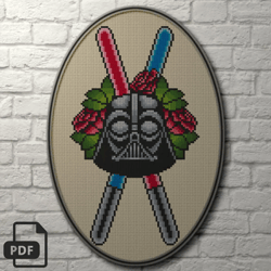 darth vader cross stitch pattern, star wars cross stitch, digital pdf