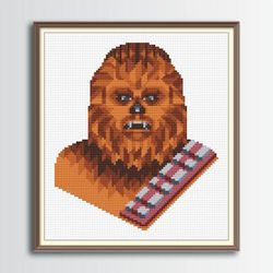 chewie cross stitch pattern, star wars cross stitch, chewbacca, digital pdf