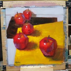 original oil painting sun apples painting still life bright painting kitchen decoration wall art holiday gift