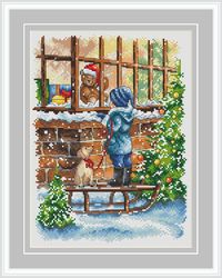 christmas cross stitch pattern winter cross stitch pattern dog cross stitch pattern christmas tree cross stitch pattern