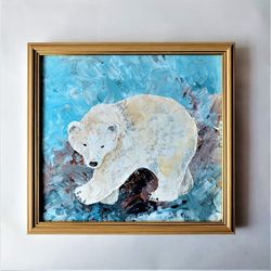 polar bear painting animal wall art impasto