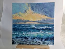 sunset on the sea oil painting original oil painting