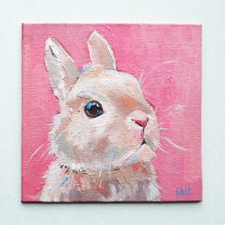 bunny painting original art animal art pet painting rabbit artwork oil painting bunny portrait  simbol 2023 home