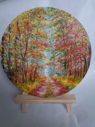 autumn path oil painting autumn painting original oil painting