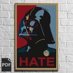 darth vader cross stitch pattern 2, star wars cross stitch, digital pdf