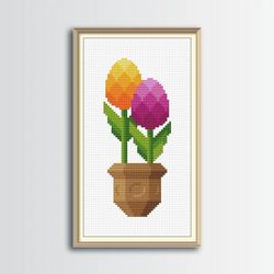 Flowers Cross Stitch Pattern 7, Digital PDF