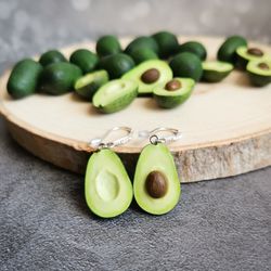 Avocado earrings are cottagecore weird, funny, funky, quirky, vegan dangle earrings