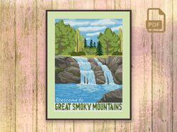 welcome to great smoky mountains cross stitch pattern