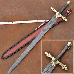 king arthur excalibur damascus steel sword - hand forged ornate medieval