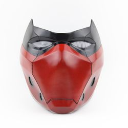 red hood outlaw version mask,medium size,battle damaged,helmet,halloween,antihero,superhero,villain,comic prop