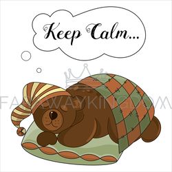 calm bear cartoon sleeping animal vector illustration set