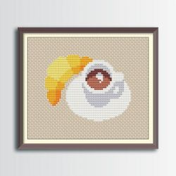 coffee cross stitch pattern, croissant cross stitch, digital pdf