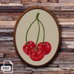 cherry cross stitch pattern, berry cross stitch, digital pdf