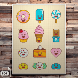 mixed candy set cross stitch pattern, candy cross stitch, digital pdf