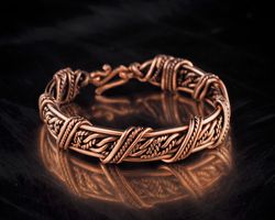 unique handmade copper bracelet for woman, antique style wire wrapped bracelet