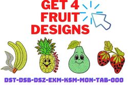 get 4 fruit embroidery designs. valid for all embroidery machines