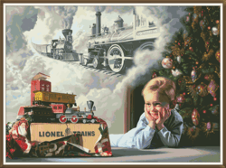 pdf cross stitch pattern - new year's card with locomotive