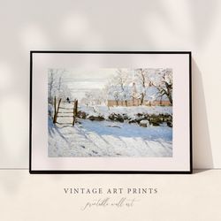 winter oil painting | neutral vintage winter painting | winter landscape print | wall art decor | 3