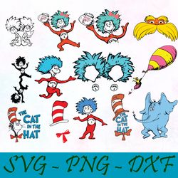 cat in the hat bundle svg,png,dxf, cat in the hat svg,png,dxf, cricut, dr seuss svg,png,dxf,cut file