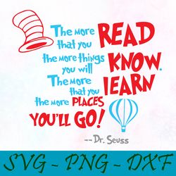 read know learn svg,png,dxf, cat in the hat svg,png,dxf, cricut, dr seuss svg,png,dxf, cut file