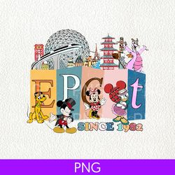 vintage disney epcot world tour png, disney epcot, mickey and friends, epcot center 1982, drinking around the world png