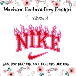 fire nike embroidery design